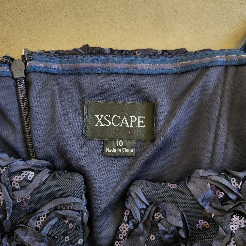 Xscape Off The Shoulder Gown Size 10 NWT $359 Navy Embellished - Picture 7 of 13